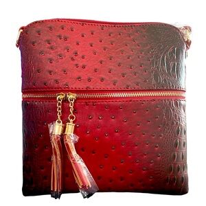 Vibrant Vegan Crocodile Animal Print Leather Crossbody Handbag